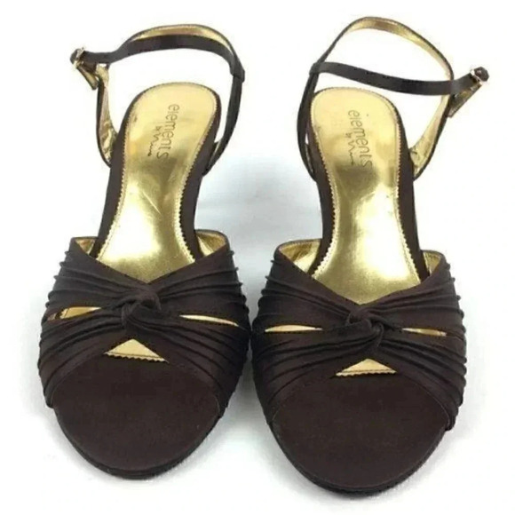 Nina Elements Heels 41 11 W Heavenly Brown Satin - Picture 2 of 8